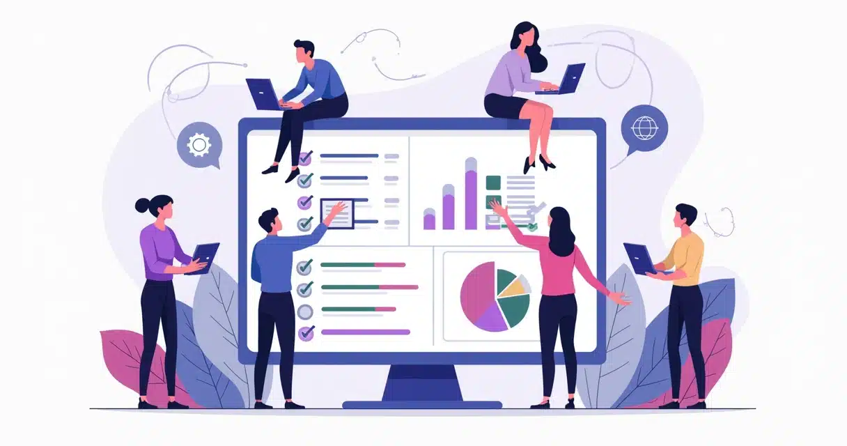 Illustration of a digital lead registration workflow with partners and sales teams collaborating on data entry