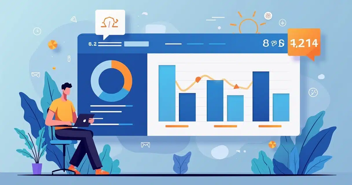 Illustration of a digital dashboard displaying personalized lead scoring metrics for different sales partners with graphs and AI icons