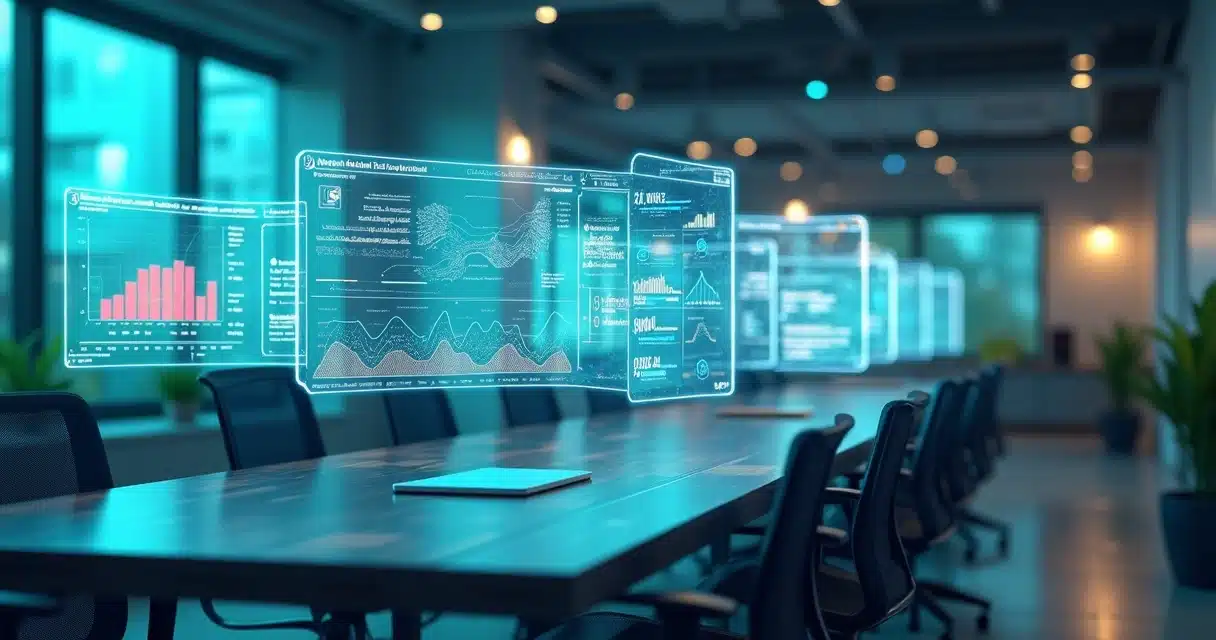 Representação 3D de dashboards interativos exibindo métricas de performance e comissionamento de parceiros em marketing