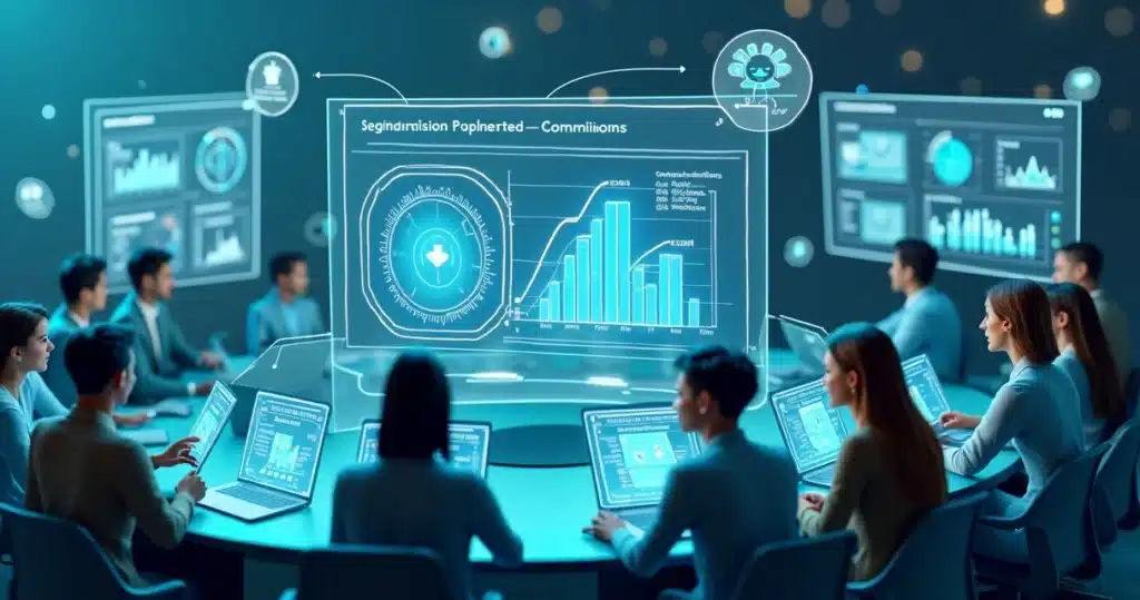 7 Incentivos Comprovados para Engajar Parceiros SaaS Representação 3D de engajar parceiros SaaS com elementos visuais de tecnologia, gráficos de performance e ícones de gamificação