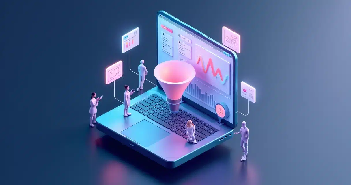 Dashboard 3D mostrando jornada digital de parceiros conectados a uma plataforma PRM, Partner Experience