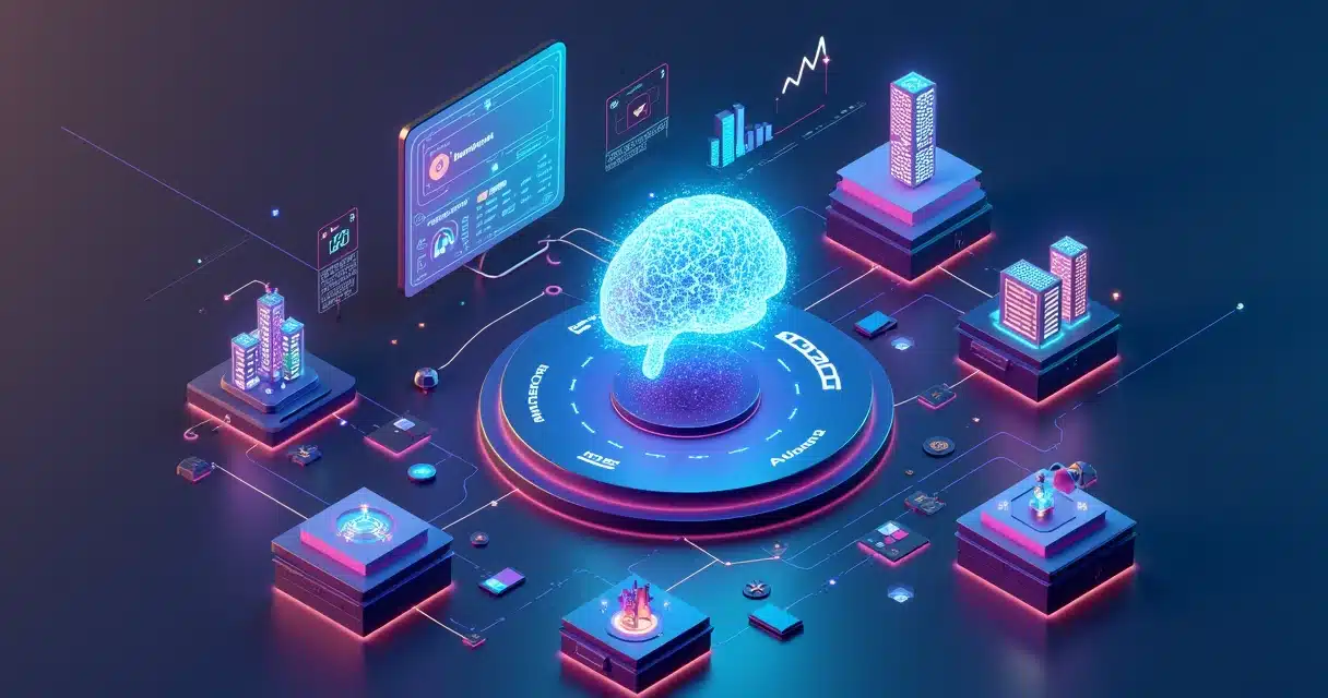 Dashboard 3D de gestão de canais com IA conectando empresa e vários parceiros, Como usar IA para gestão de canais
