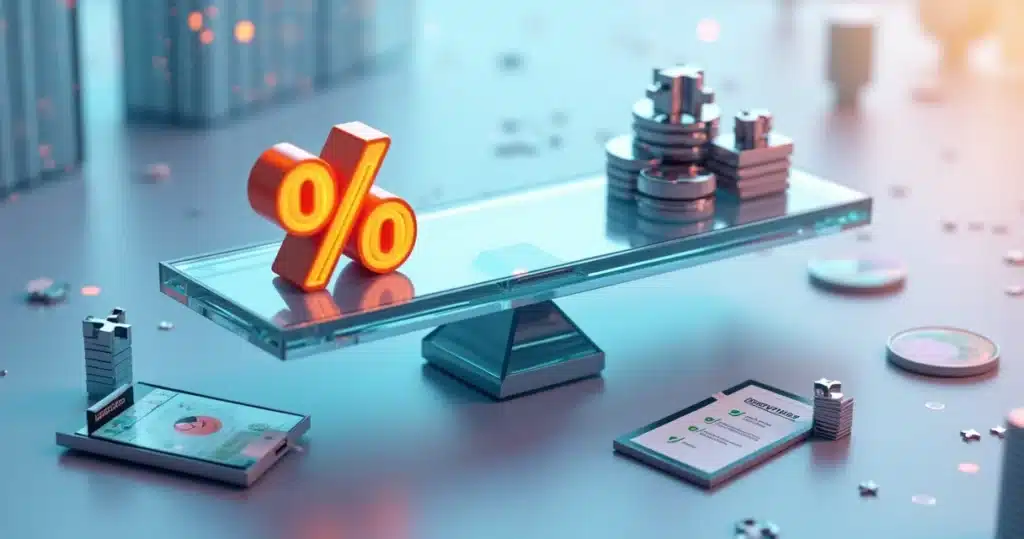 Quando dar desconto especial para parceiro estratégico critérios e riscos Balança 3D equilibrando valor e desconto em parceria estratégica, parceiro estratégico