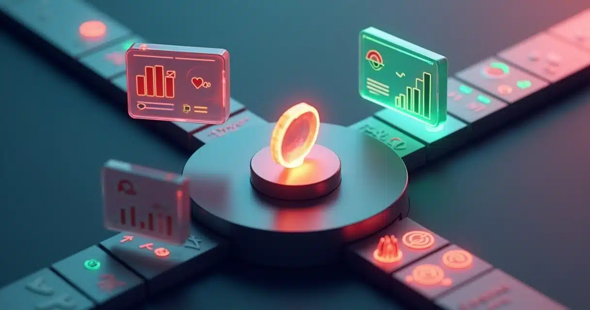 Divisão em 3D mostrando decisão de encerrar ou manter parceria empresarial