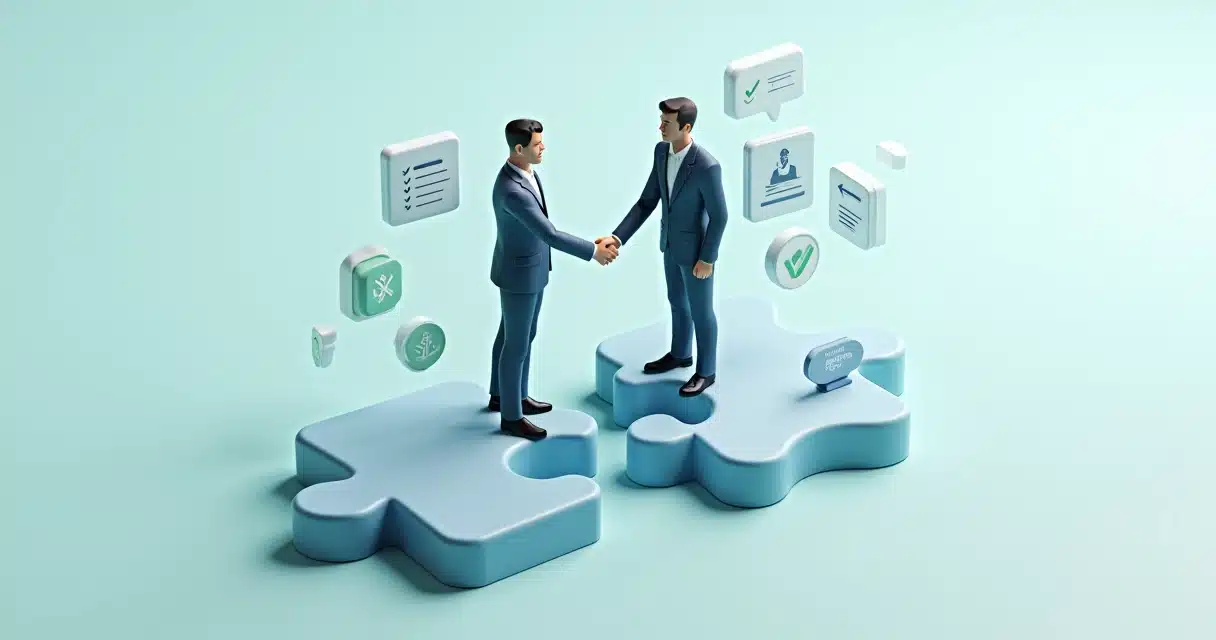 Dois líderes empresariais apertando as mãos em clima amistoso enquanto se separam profissionalmente, Como encerrar parcerias comerciais