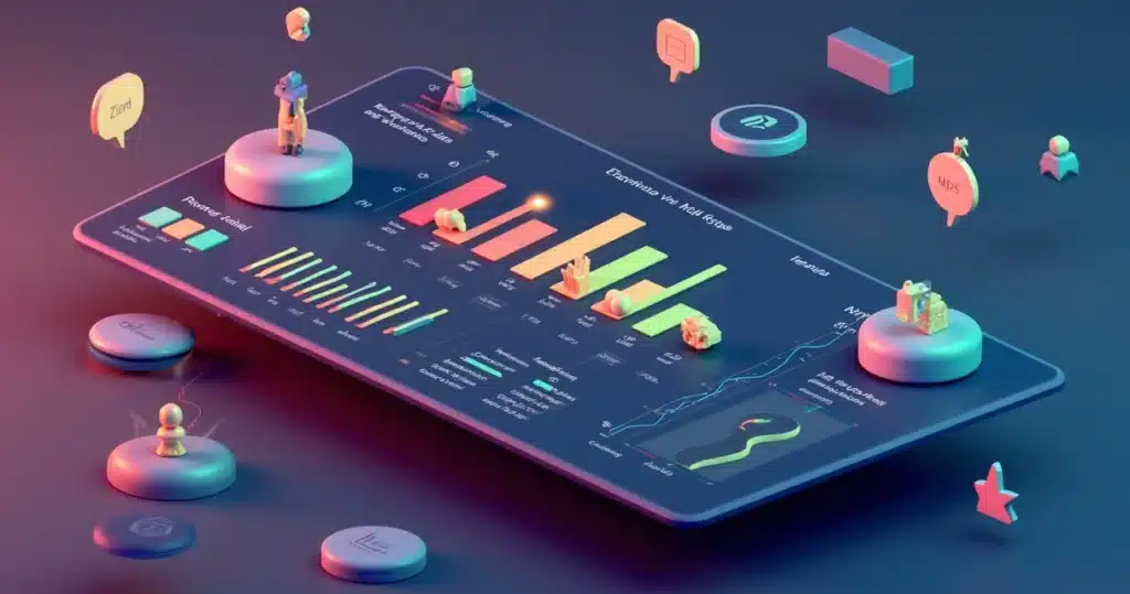 Partner NPS: como medir e agir para engajar parceiros Painel 3D com emoção de parceiros medidos por escala NPS, Partner NPS