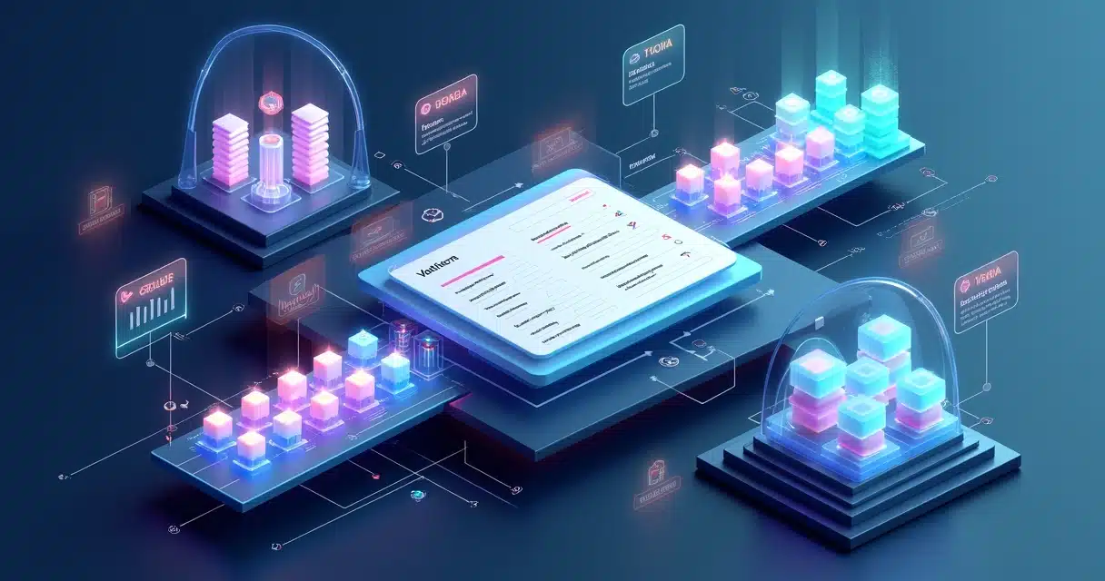 Painel 3D mostrando fluxo padronizado de cadastro de leads de parceiros